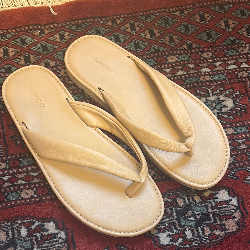 Vince Cream Sandals with Minimalist Design